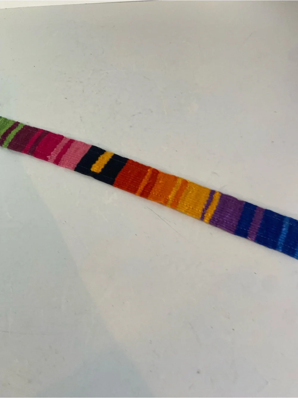 Guatamalan Leather & Colorful Woven Fabric Belt Size Large